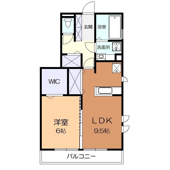 上鶴間ハウス(1LDK/2階)の間取り写真