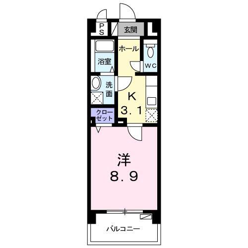 イーストヒル(1K/3階)の間取り写真