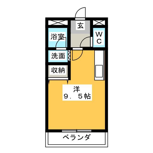エルガーデン(ワンルーム/2階)の間取り写真