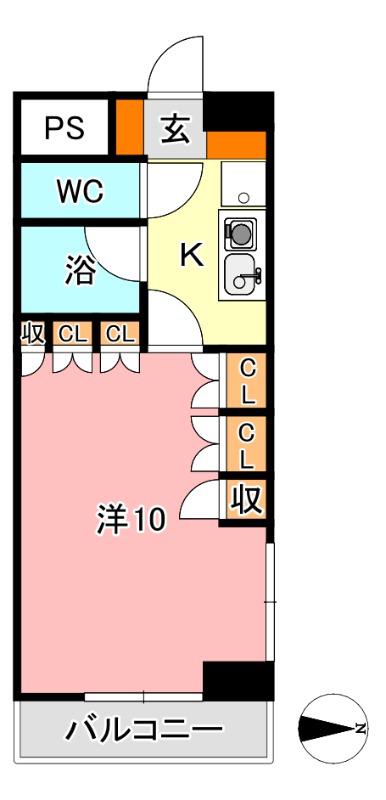 マローン野田(1K/3階)の間取り写真