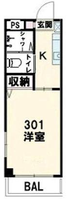マンションアベニュー(1K/3階)の間取り写真