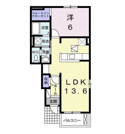 サンヒルズC(1LDK/1階)の間取り写真