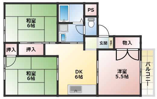 シャルメーヌ(3DK/2階)の間取り写真