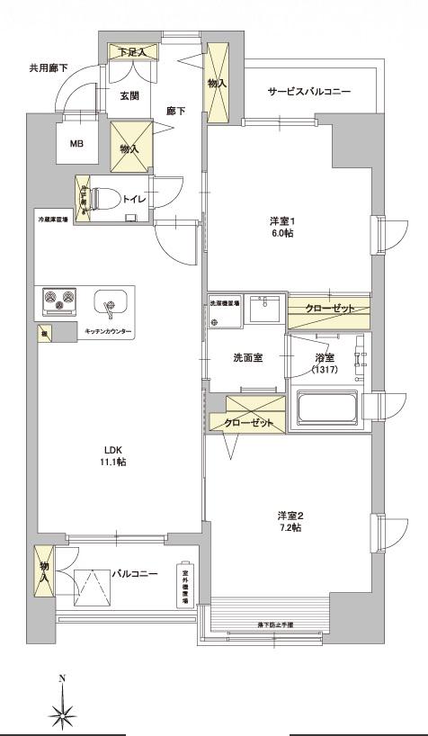リア成育(2LDK/8階)の間取り写真