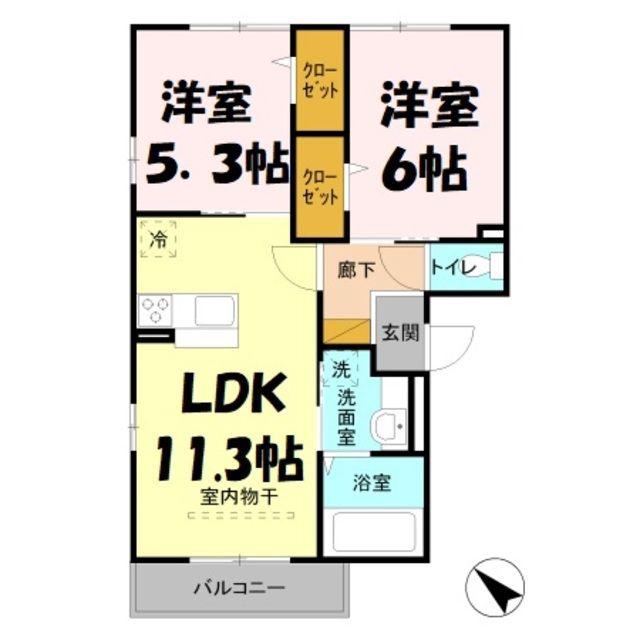 ロイヤルパレス Ⅱ番館(2LDK/2階)の間取り写真