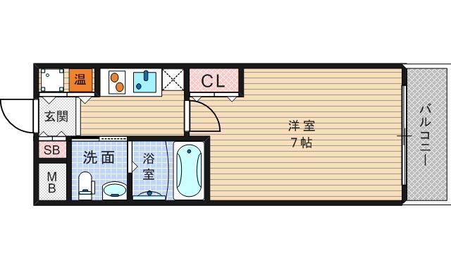 ベルエ難波西(1K/6階)の間取り写真