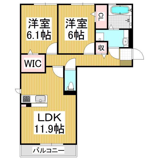 NEXUS D-ROOM笹部(2LDK/1階)の間取り写真