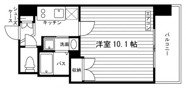 GRAND ETERNA岡山II(1K/3階)の間取り写真