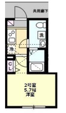 ベルフォレスタ(1K/2階)の間取り写真