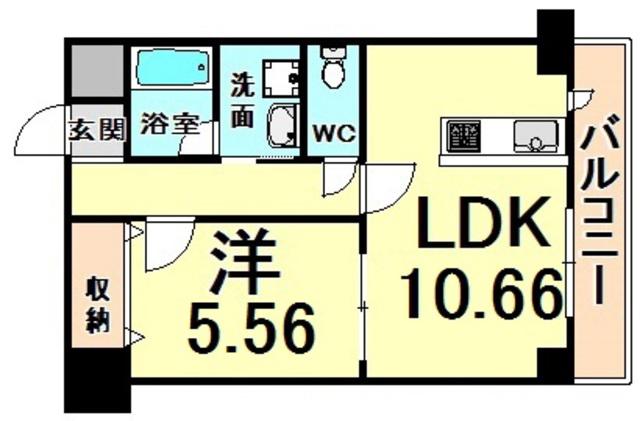 伊丹中央マンション(1LDK/6階)の間取り写真
