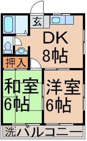 クレセントミカド(2DK/1階)の間取り写真