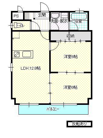 パルティール三日町(2LDK/3階)の間取り写真