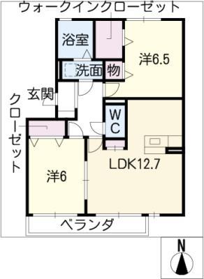 ベナード稲生(2LDK/1階)の間取り写真