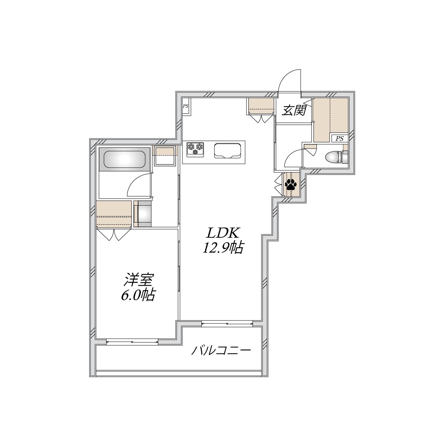 末長4丁目メゾン(1LDK/3階)の間取り写真