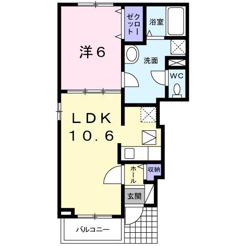 ヒューゲル ハイム(1LDK/1階)の間取り写真