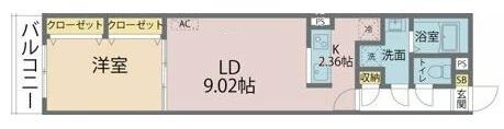 アヴェニール与野本町(1LDK/3階)の間取り写真
