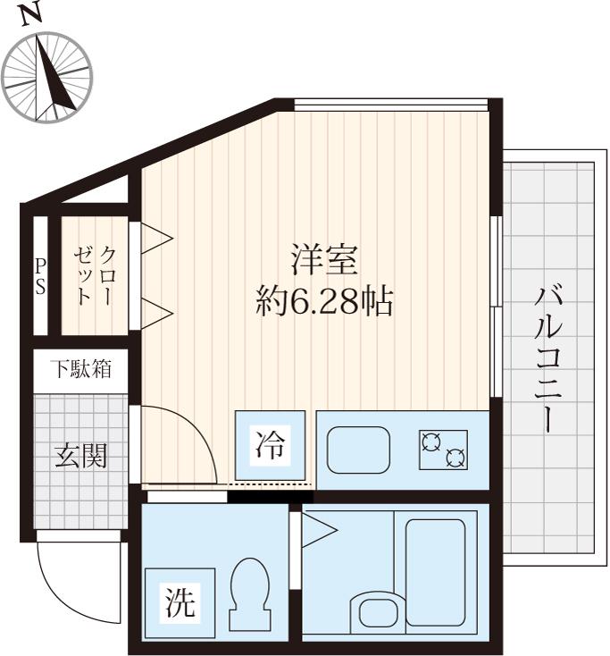 BRICK亀戸(ワンルーム/2階)の間取り写真