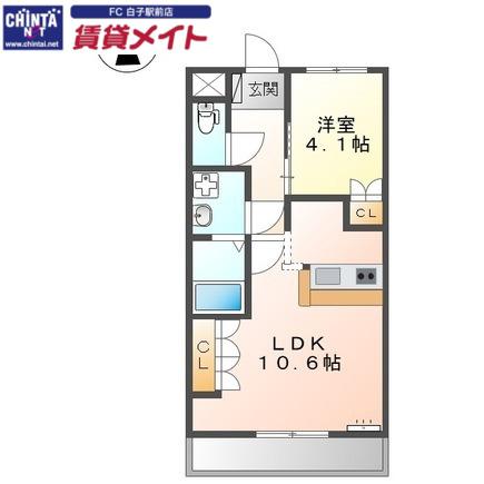 ヴァン パイン コートA棟(1LDK/1階)の間取り写真
