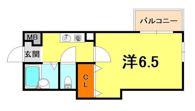 ピアネーズ御影(1K/1階)の間取り写真