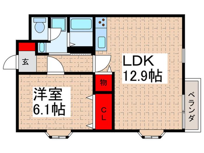 コンフォートマキ(1LDK/3階)の間取り写真