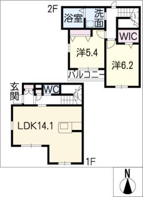 フェニックス八事(2LDK/2階)の間取り写真