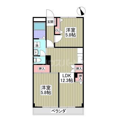 MIYAMAII(2LDK/3階)の間取り写真