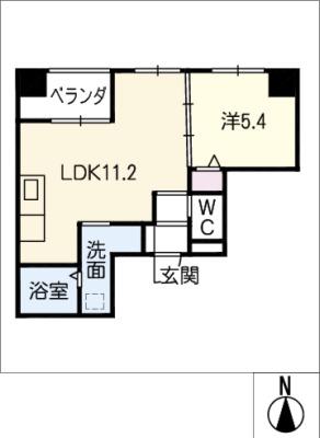 リュミアン堀田テラス(1LDK/6階)の間取り写真