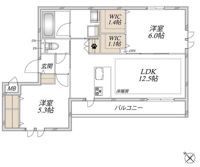 クオーレ谷中(2LDK/2階)の間取り写真