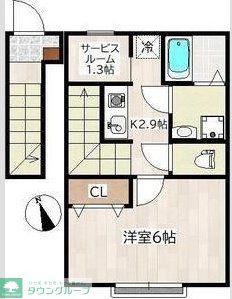 ホワイトローズIII(1SK/2階)の間取り写真