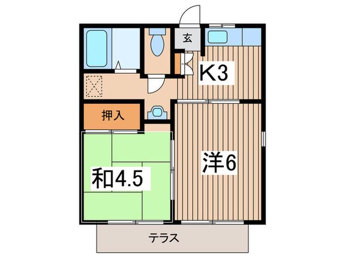 ルファール二ッ橋(2K/1階)の間取り写真