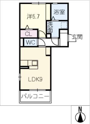 GUTTA(1LDK/3階)の間取り写真