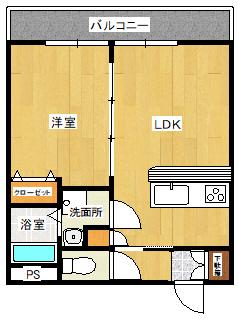 FOUR DIAMONDS MANSHION(1LDK/1階)の間取り写真