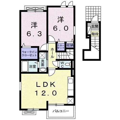 ROSEO KLAR II(2LDK/2階)の間取り写真