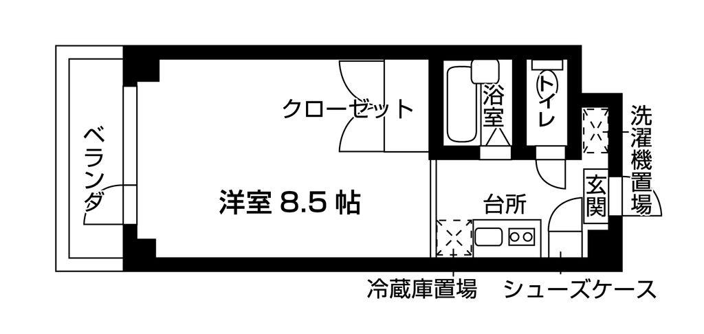 ソアラプラザ博多住吉(ワンルーム/6階)の間取り写真