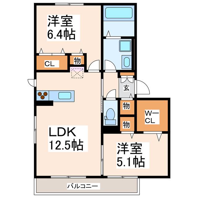 ビー・フィールドI・II(2LDK/3階)の間取り写真