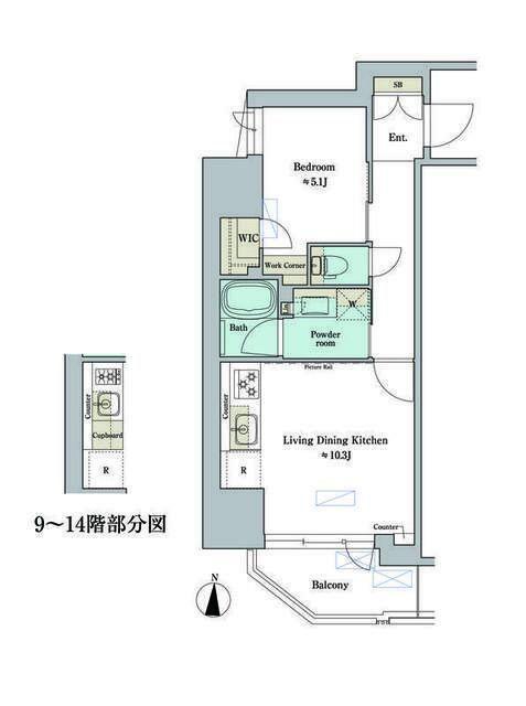 ブリリアイスト錦糸公園(1LDK/13階)の間取り写真