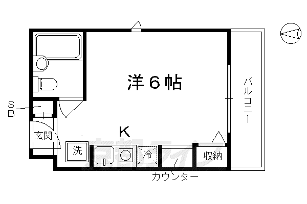 京都南ハウス(ワンルーム/3階)の間取り写真