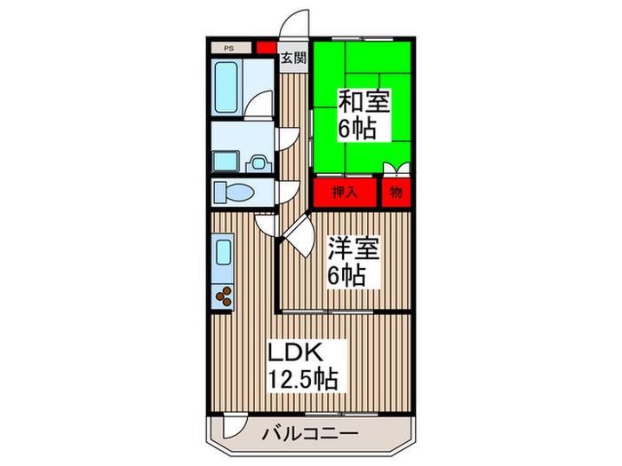 ビラ・フローラ(2LDK/5階)の間取り写真