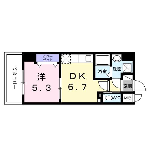 スアヴィス平塚八重咲(1DK/9階)の間取り写真