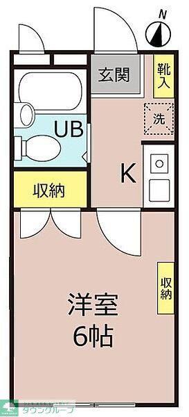 クレアール茅ヶ崎I(1K/2階)の間取り写真