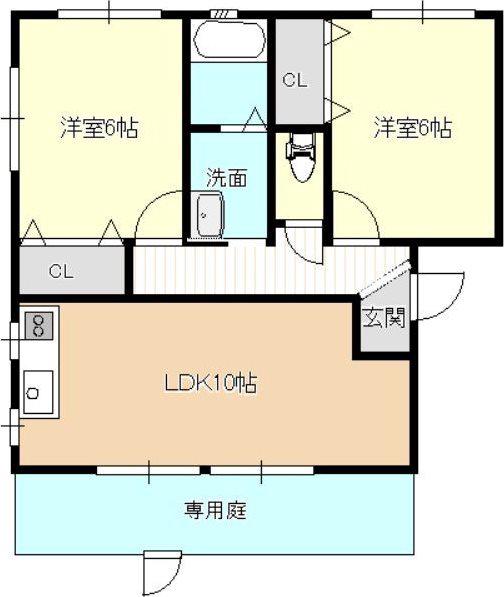 ラクラス3号館(2LDK/2階)の間取り写真