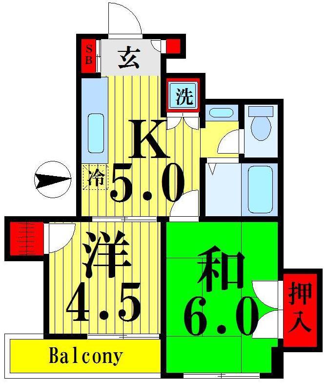 メゾン由紀(2K/2階)の間取り写真