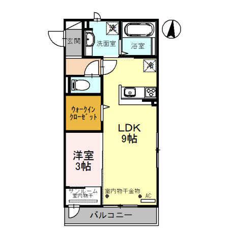セジュールMM(1LDK/3階)の間取り写真