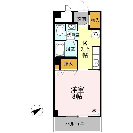 ファイン21(1K/2階)の間取り写真