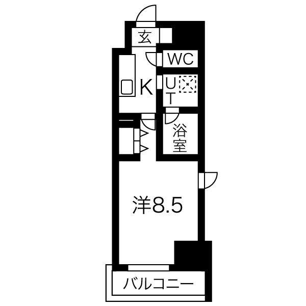 リシュドール名駅南(1K/4階)の間取り写真