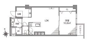 秋山ビル(1LDK/8階)の間取り写真