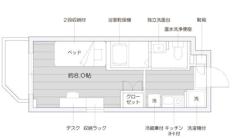 カレッジコート佐賀(ワンルーム/5階)の間取り写真