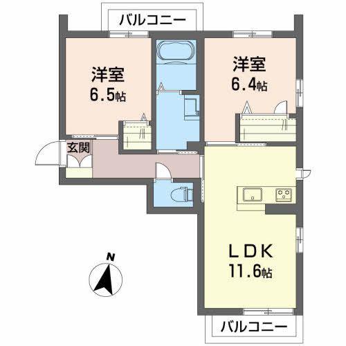 アーデル(2LDK/3階)の間取り写真