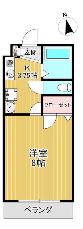 グローリアII(1K/2階)の間取り写真