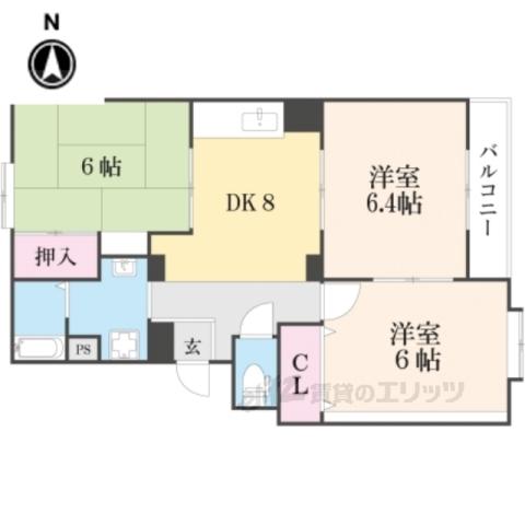 ハピネス西口2(3DK/3階)の間取り写真
